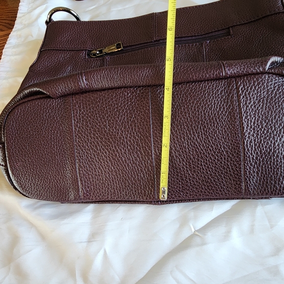 Burgundy leather handbag - Picture 3 of 7